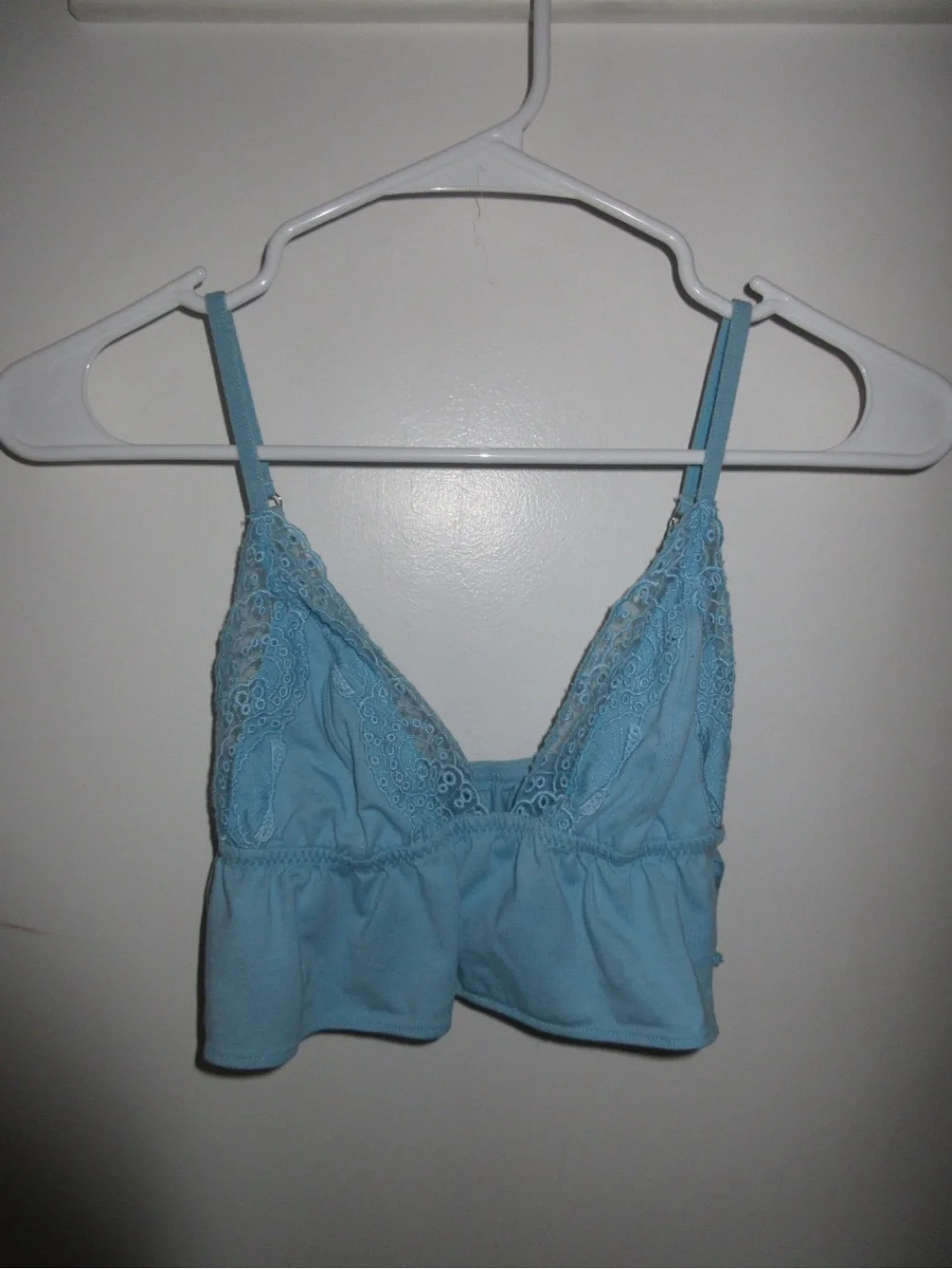 Urban Outfitters Light Blue Lace Trim Crop Top
